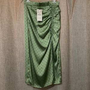 Zara Green polka dot midi skirt.
